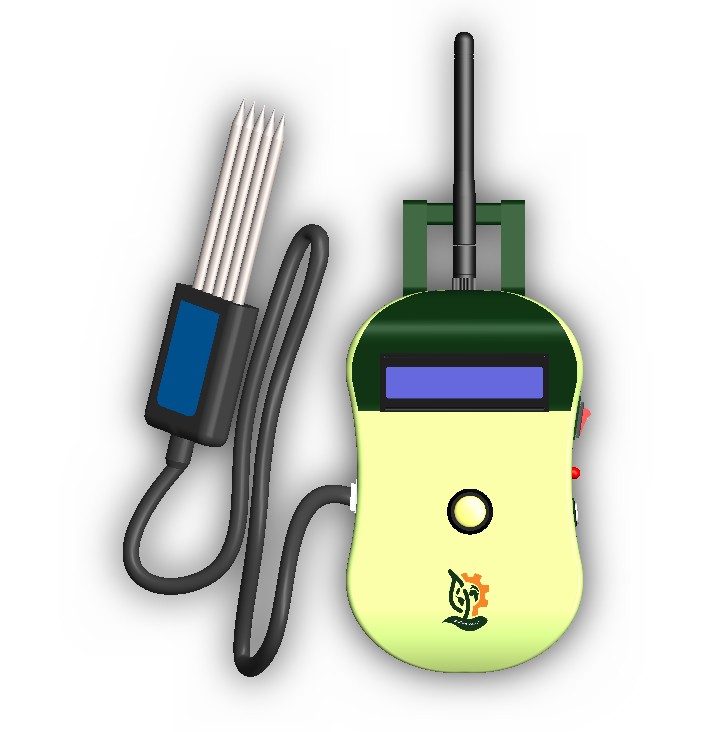 3D rendering of eVolve 2.0 device showing sensors and solar panel on top